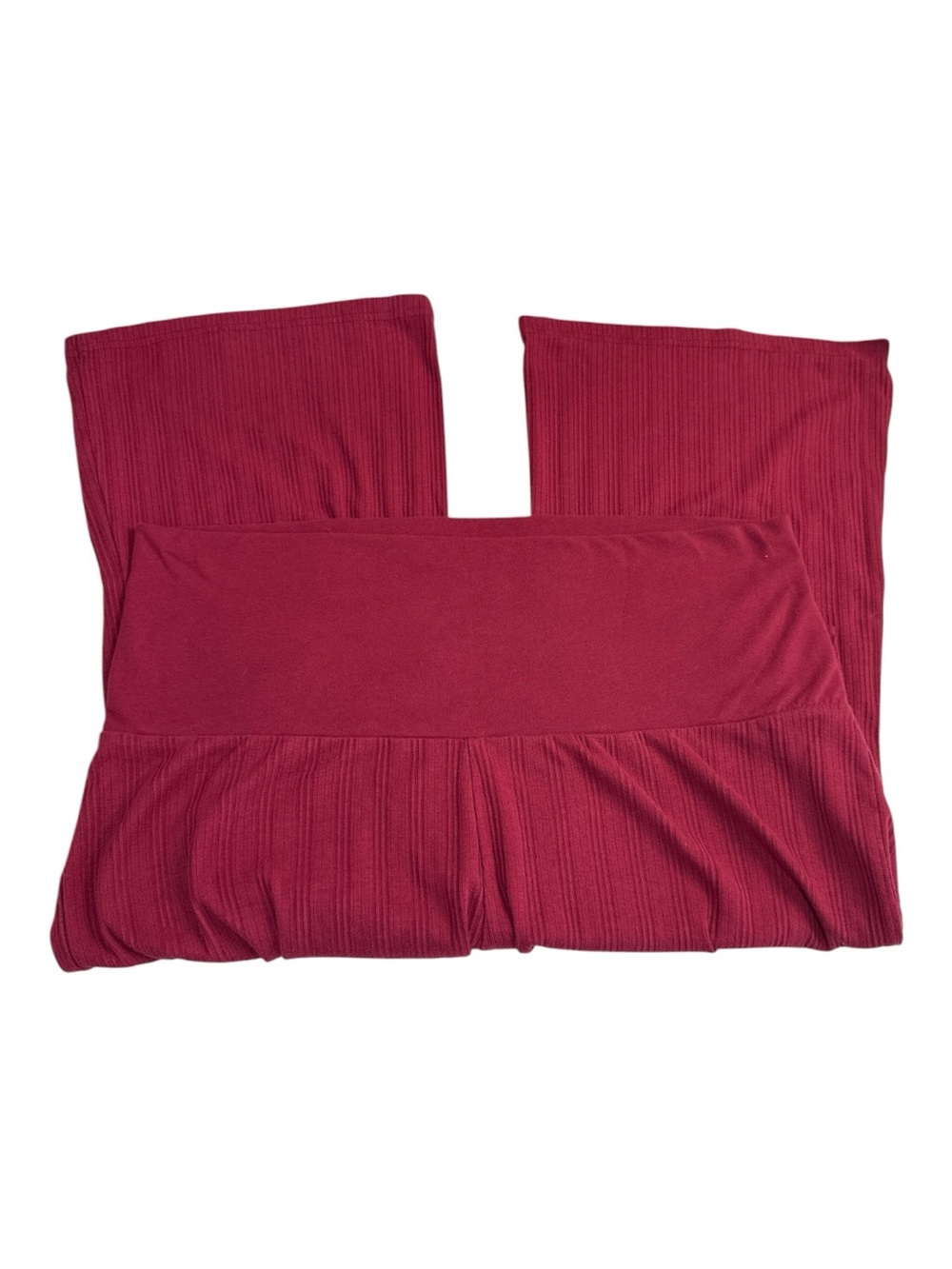 ONLY Old Navy Loves You Burgundy Ribbed Foldover Flare Pants Size Large - Picture 3 of 7